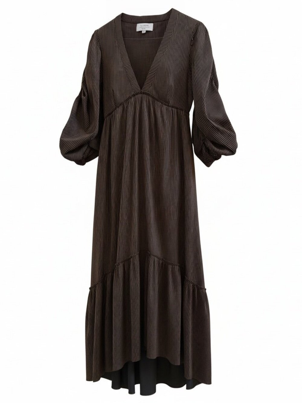 La Ligne NY Puff Sleeve pinstripe Dress - Size Medium - Brown